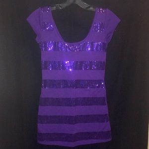 Purple Sequin Striped Top